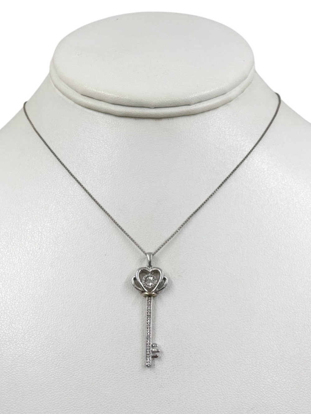 10k gold & sterling silver diamond key pendant - GM973 - Picture 3 of 5
